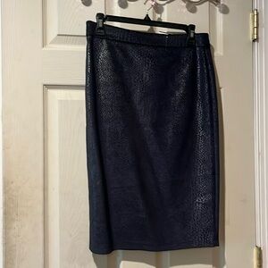Navy snake print pencil skirt